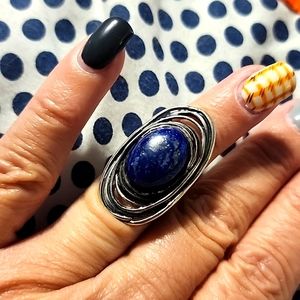 Lapis and sterling silver ring,  sz 4.25